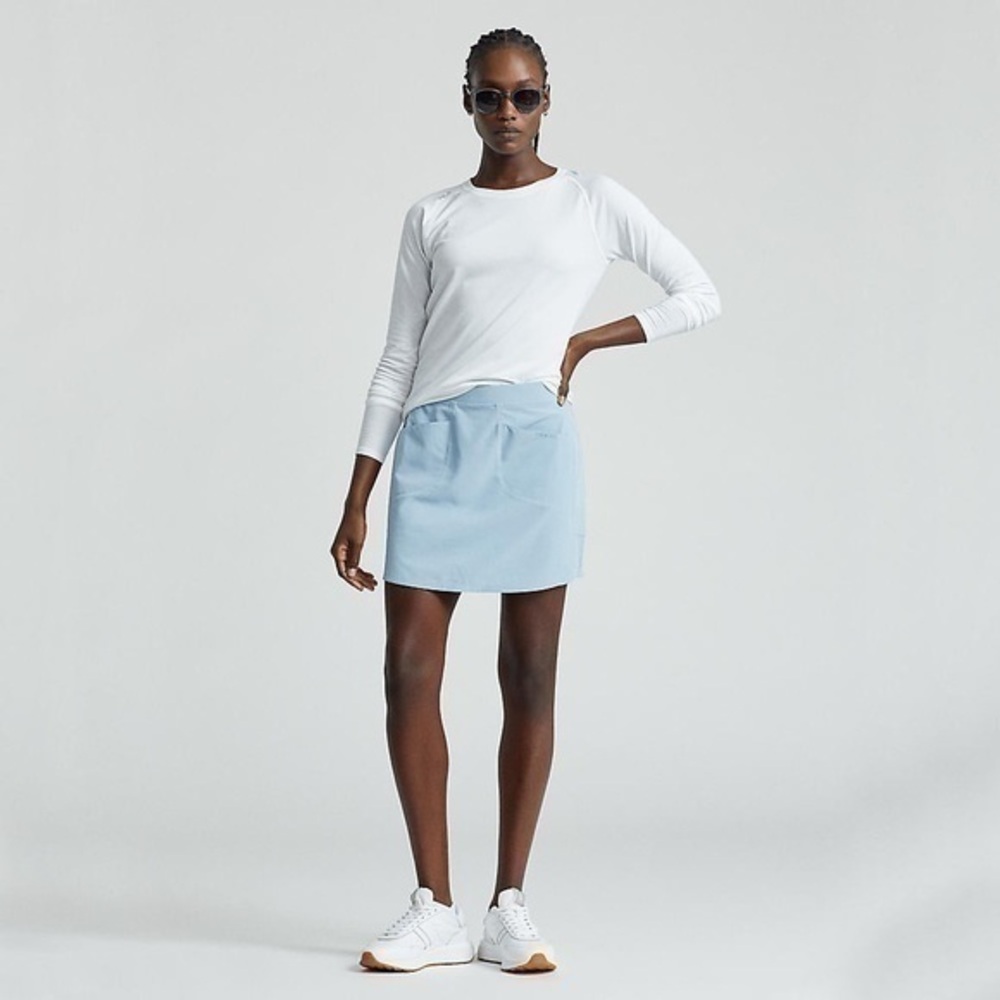 RLX Golf • Aim Solid Stretch 15" Skort Skirt Vessel Blue L NWT